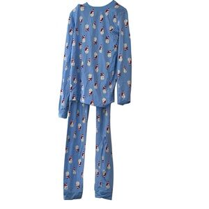 Hanna Andersson Super Soft Tencel Blue PJ  Snowman Pajama Set Size 150 12